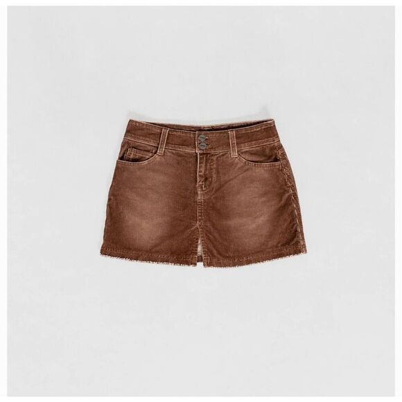 Mishmash Brown Y2K Corduroy Mini Skirt Size 1/2 - Picture 2 of 5